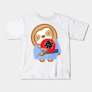 Cute Japanese Festival Sloth Kids T-Shirt